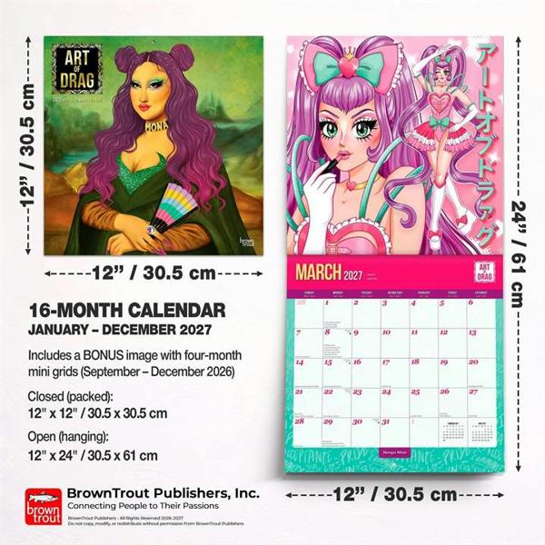 Pride Art of Drag Calendar 2027, Wall Calendars, Month To View, Art, Gift
