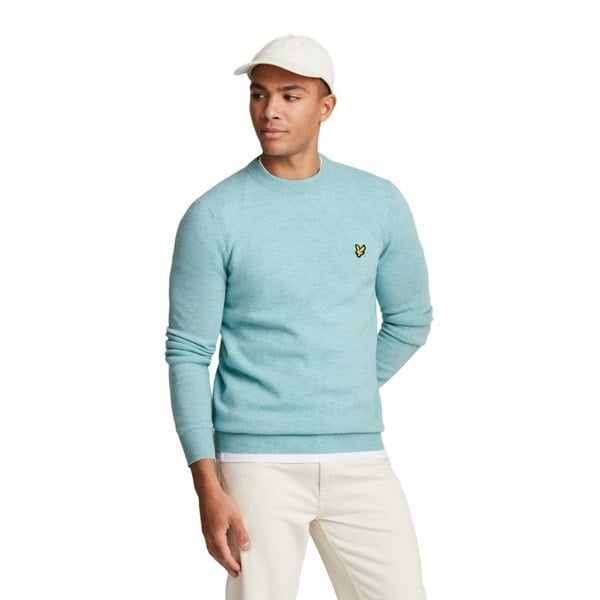 Lyle & Scott Mens Lambswool Blend Crew Neck Long-Sleeved Jumper - Blue Smoke Marl