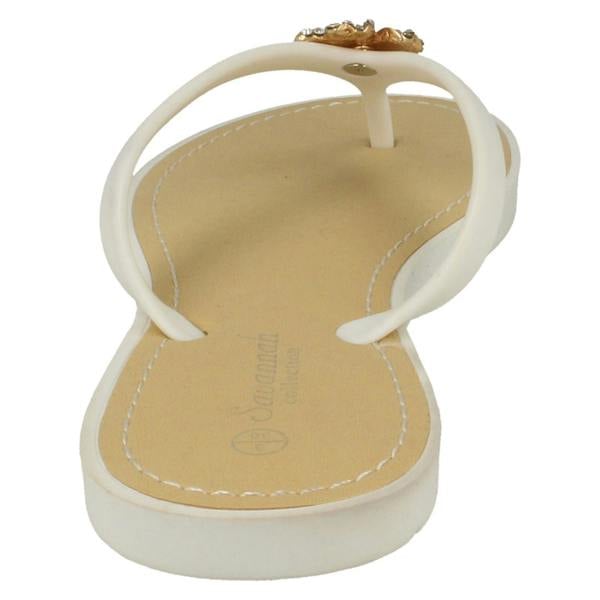 Savannah Ladies Savannah Toe Post Diamante Flower Detail Sandals