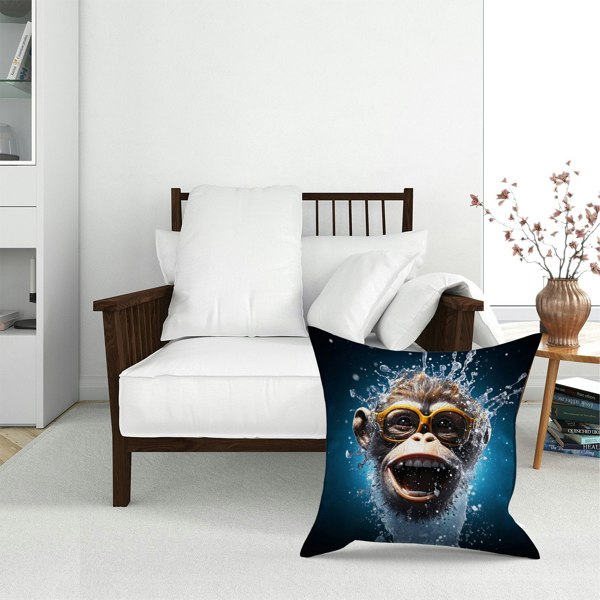 Warren Reed Splashart Cheeky Chimp Face Floor Cushion