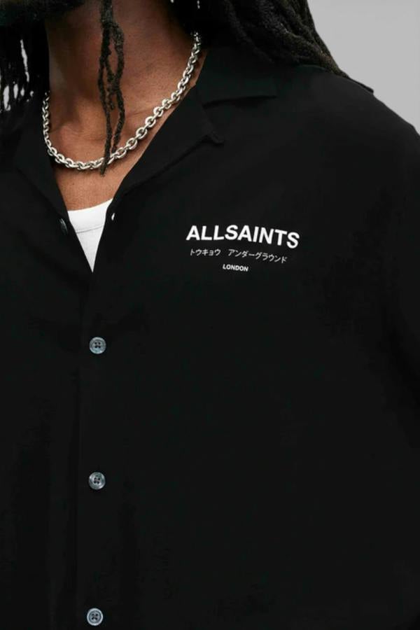 All Saints Underground Long Sleeve Relaxed Fit Shirt Black