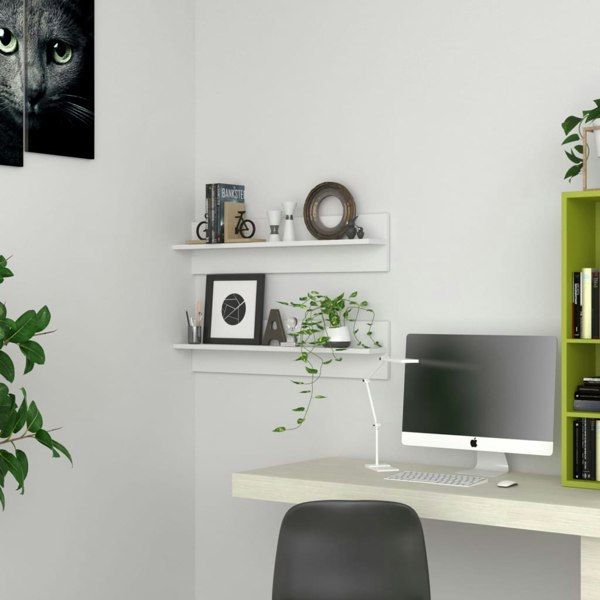 Berkfield Wall Shelf 2 pcs White 80x11.5x18 cm Engineered Wood
