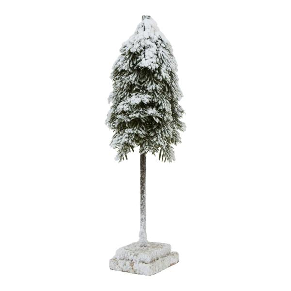 Hill Interiors Snowy Cedar Tree Wooden Block - Brown/White/Green - 