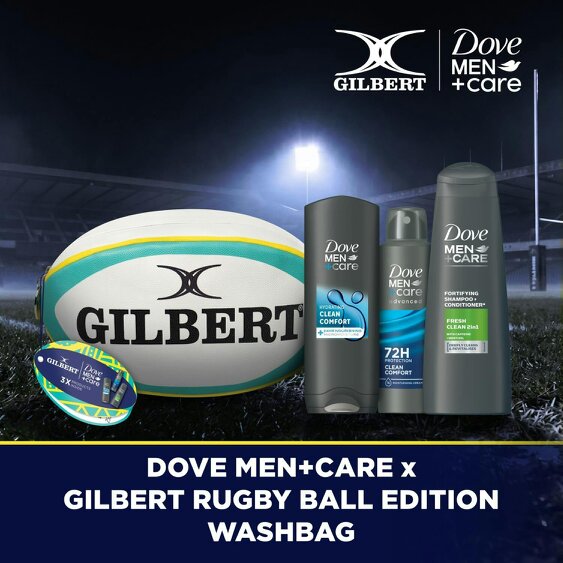 Dove Men+Care x Gilbert Rugby Ball Edition Washbag Gift Set 3 piece, Pack of 2
