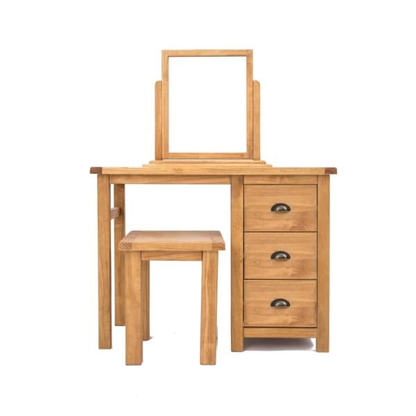 Lugo 3 Drawer Dressing Table Set Brass Cup Handle