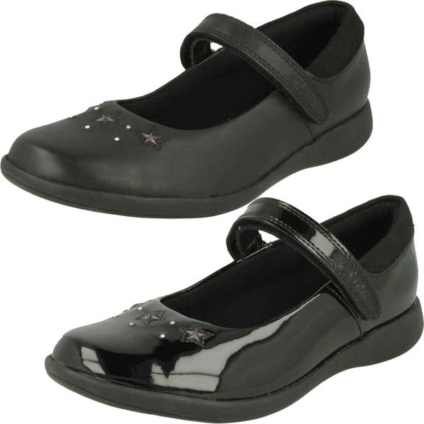 Clarks Girls Clarks Star Detailed School Shoes Etch Bright