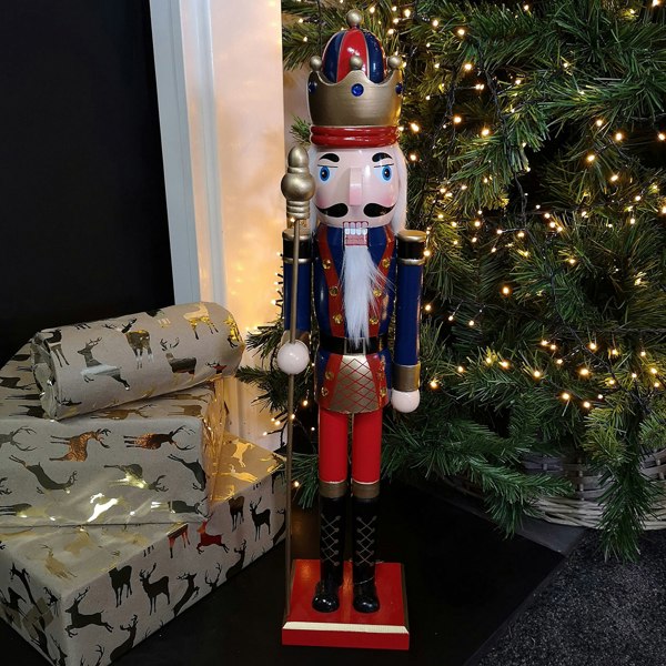 Samuel Alexander 60cm Traditional Wooden Christmas Nutcracker Soldier Decoration with Blue Body
