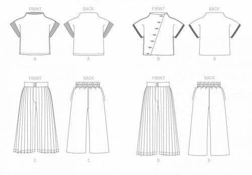 Vogue Sewing Pattern 1868, Tops, Trousers for Women, A (A-B-C-D-E-F-G-H-I-J) - Intermediate