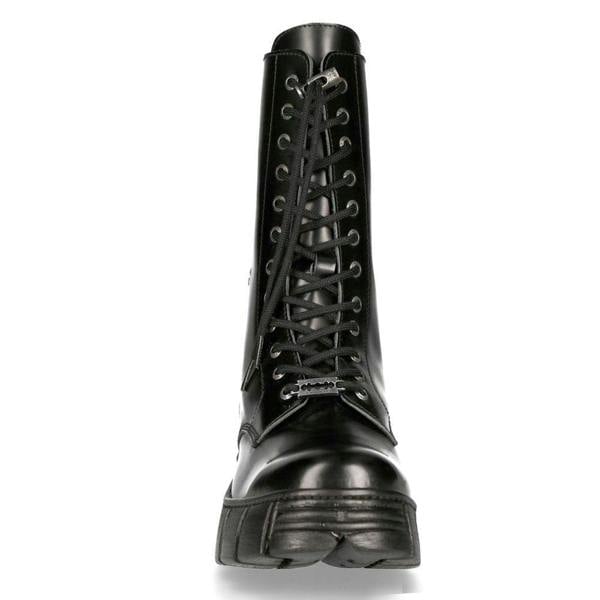 New Rock Boots Leather Mid-Calf Tower Biker Boots- M-WALL027N-C2