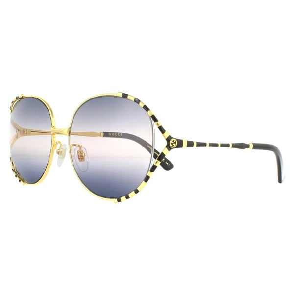 Gucci Sunglasses GG0595S 001 Gold and Black Double Grey Gradient