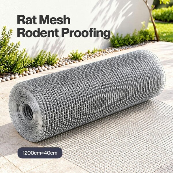 Lambu Rodent Mesh Galvanised Steel Wire Grid 12mx40cm Roll for Garden Silver