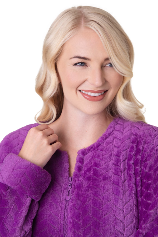 Camille Supersoft Zip Front Embossed Housecoat