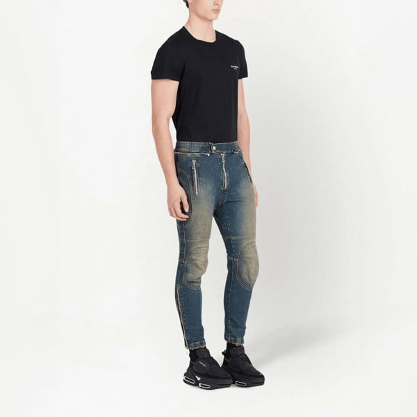 Balmain Knee Pad Jeans - Blue