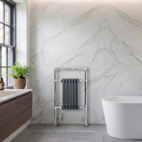 Monstershop Traditional Heated Towel Rail Radiator – 950mm x 570mm  – Anthracite Grey
