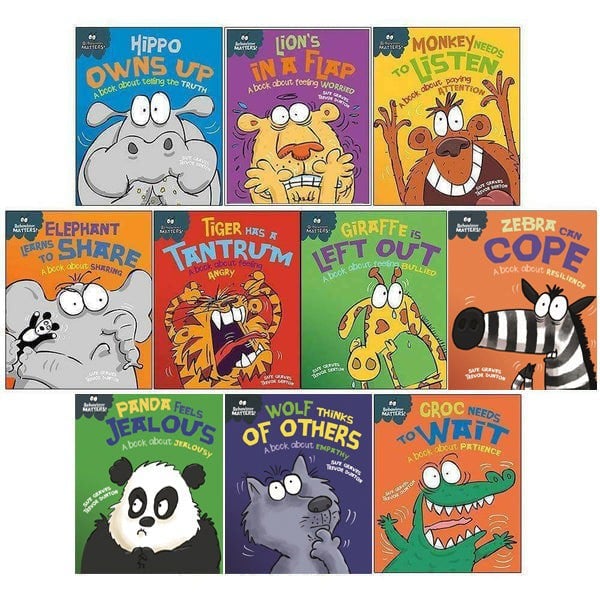 Sue Graves Behaviour Matters 10 Book Set Tiger, Monkey, Giraffe, Hippo, Croc, Elephant, Lion & MORE