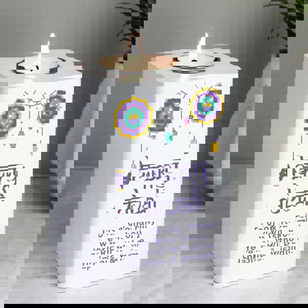 Personalised Memento Company Personalised Diwali Wooden Tealight Holder