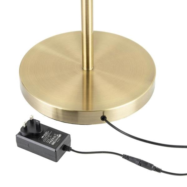 Designer Floor Lamp in Antique Brass with Large LED Halo Light Ring Image 5