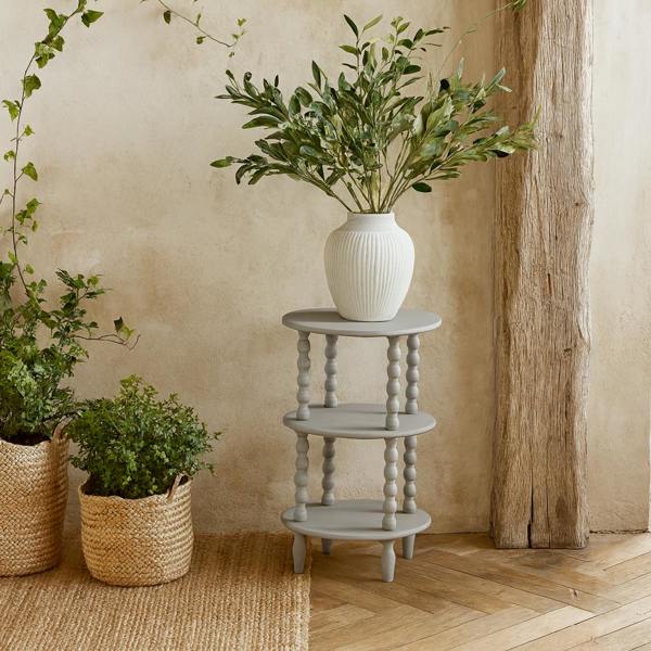Wyld Haus Thu Tall 3 Tier Grey Wood Round Side Table