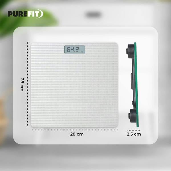 PUREFIT Digital Bathroom Scales - Ultra Slim Body Weight Scale with LED Display, Tempered Glass, 180kg Capacity 2XAAA Batteries Included