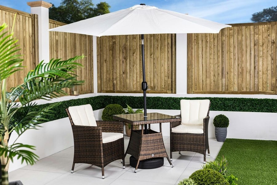 Giardino Savannah Rattan Garden Bistro Set Patio Table and Chairs Furniture