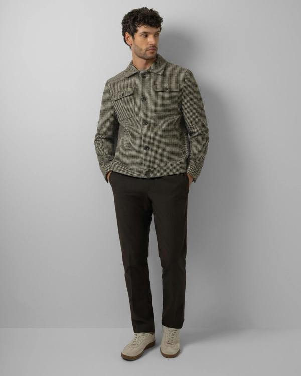 Steel & Jelly Hawkridge - Houndstooth Wool Blend Harrington Jacket