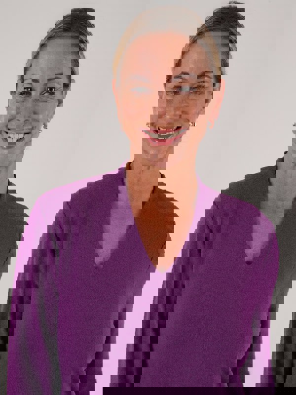 PennyPlain Hi Back V Long Sleeve   - Amethyst