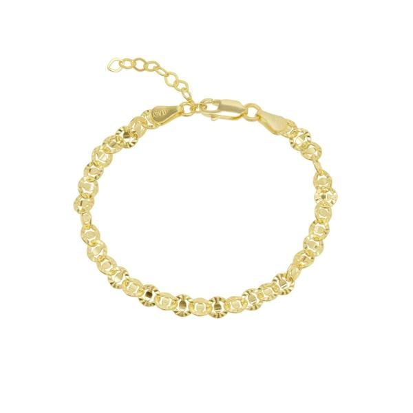 Spero London Floral Cut-Out Textured Link Chain Bracelet