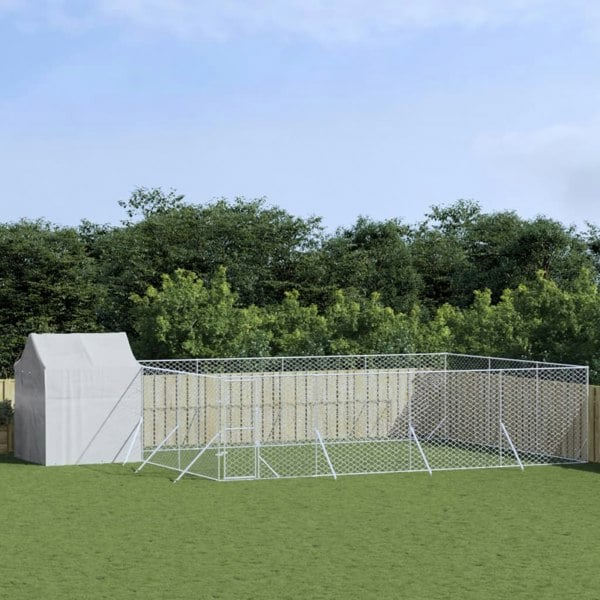 Berkfield Outdoor Dog Kennel with Roof Silver 10x6x2.5 m Galvanised Steel