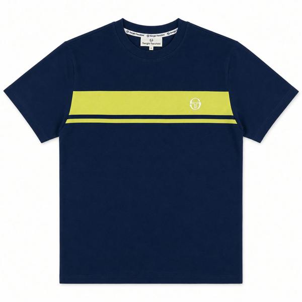 Sergio Tacchini Master Crew Neck T-Shirt Maritime Blue/Celery Green