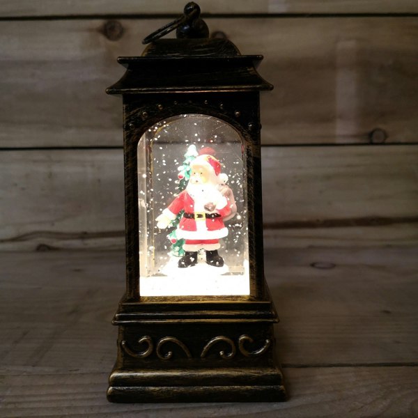 Samuel Alexander 21cm Dual Power Glitter Water Spinner Lantern Christmas Decoration - Santa
