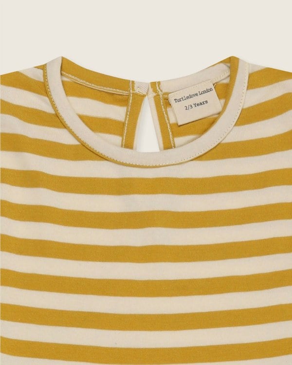 organic coton Yellow Wide Stripe Print Dress - image 3