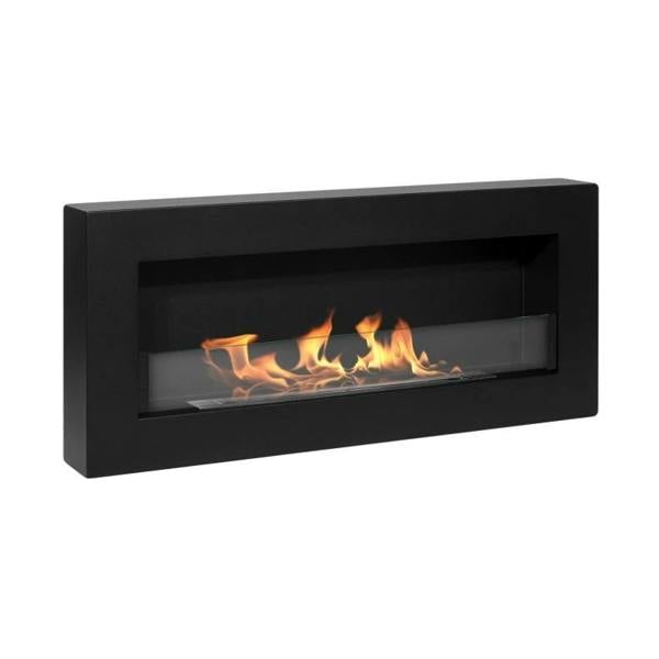 BIOFireplacesGMT Biofireplace Modern Wall Mounted Fireplace 900x400 Black Structural Matt with Glass