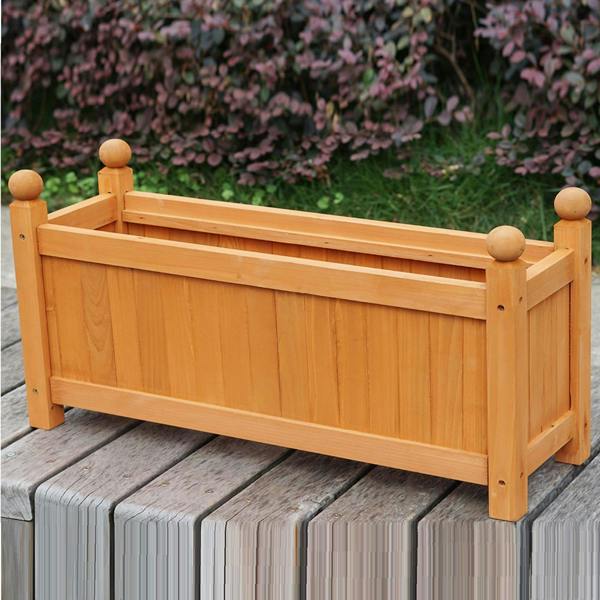 Gr8 Garden Brown Wooden Rectangular Garden Planter Box 60cm Raised Flower Trough