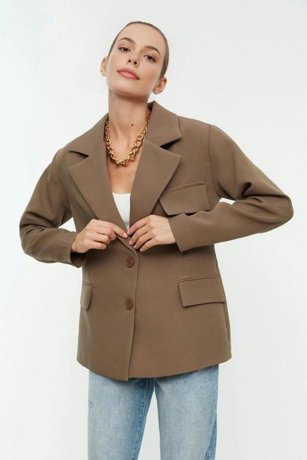 WOVCOR Oversize Lined Woven Blazer Jacket