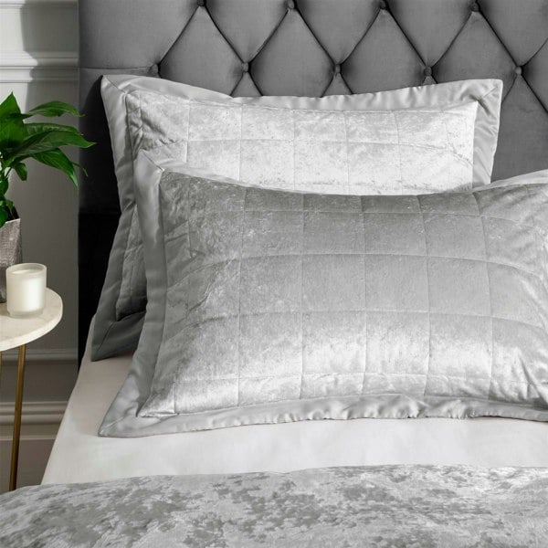 Catherine Lansfield Crushed Velvet Pillowsham Pair Silver