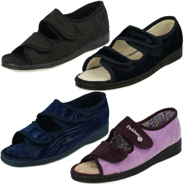 Padders Ladies Padders Wide Fitting Open Toe Slippers - Lydia