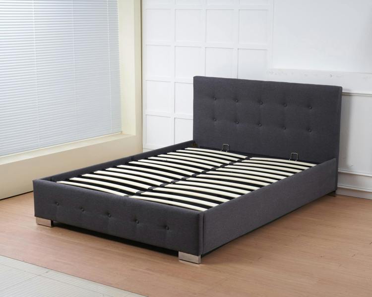 The Oslo Charcoal Linen Tufted Ottoman Bed Frame - Madefor.Living