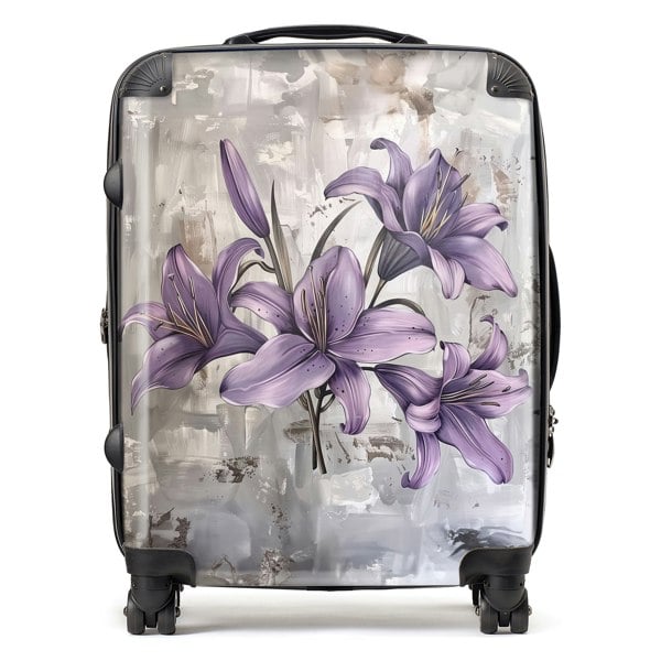 Warren Reed Purple Lilies In Bloom Suitcase