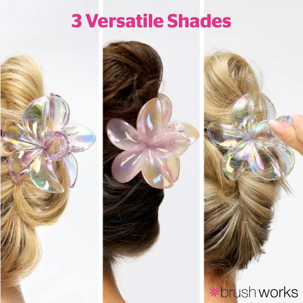 Brushworks Frosted Flower Claw Clips - 3 Pack