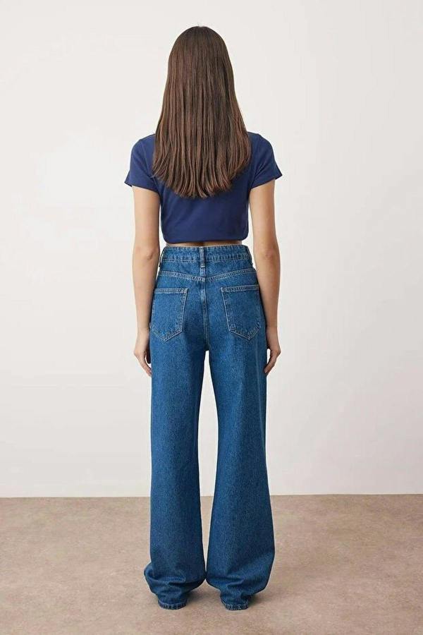 WOVCOR High Waist Wide Leg Jeans with Waist Detail