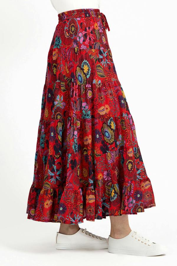 Mudflower Flower Printed Tiered Maxi Skirt