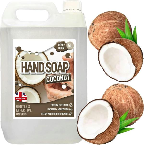 1 x 5 Litre Ready To Use Coconut Hand Soap Hydrates & Softens Non-Sticky Effective Cleanser