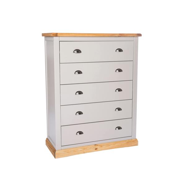 Bomporto 5 Drawer Chest of Drawers Chrome Cup Handle