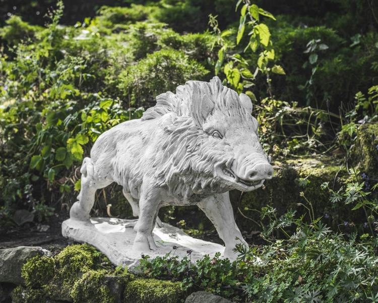 Large wild boar stone statue