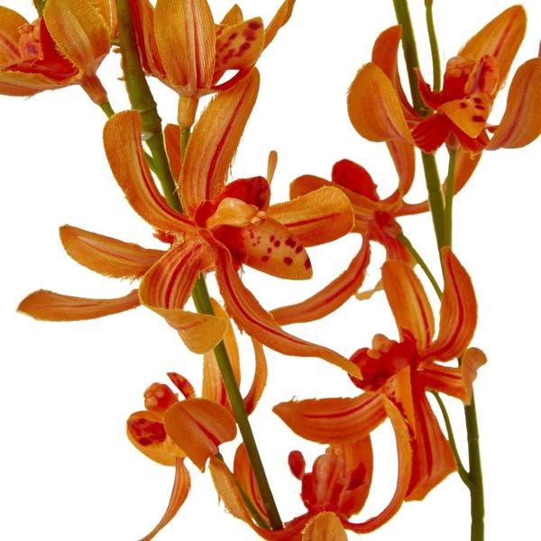 Wyld Haus Set of 3 Artificial Flowers Orange Cymbidium Sprays