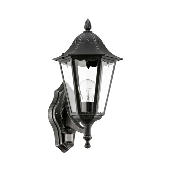 EGLO Navedo 1-Light Traditional Black And Silver Exterior Wall Lamp With Sensor