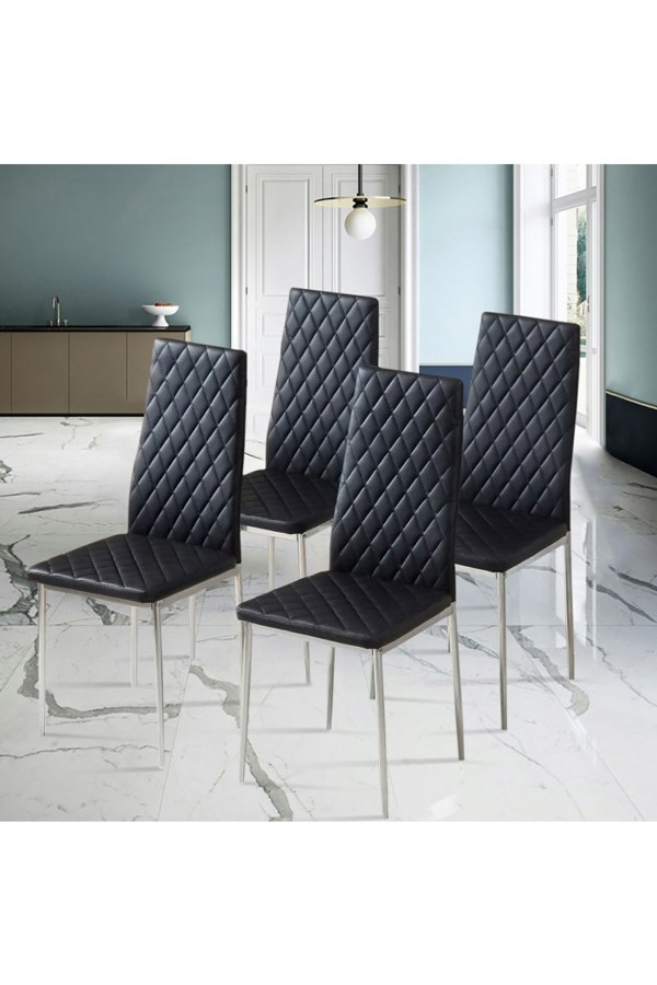 Living and Home Set of 2 PVC High Back Modern Dining Chairs