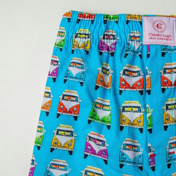 CAMPERVAN COTTON POPLIN PRINT BOXER SHORTS - Premium Men's Patterned Shirt by Claudio Lugli | Bold Design, Tailored Fit, Best Printed Shirts