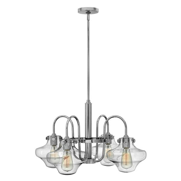 4 Bulb Chandelier Hanging Pendant LIght Chrome LED E27 100W Bulb Loops