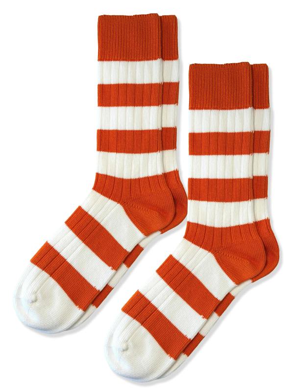 Jemsox Men's Twin Pack Rugby Socks – Orange & White Stripe